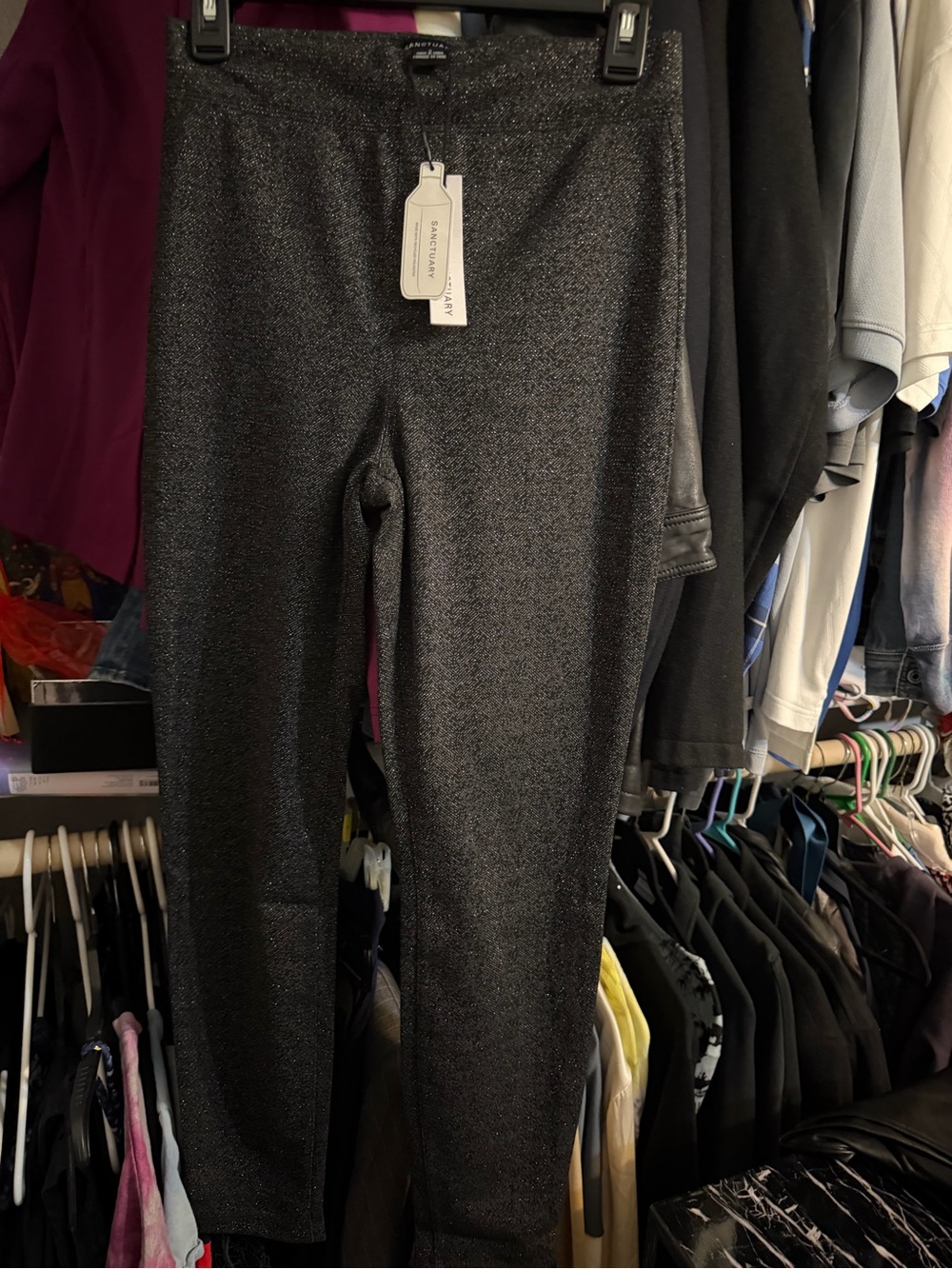 Sanctuary black sparkly knit pants small NWT